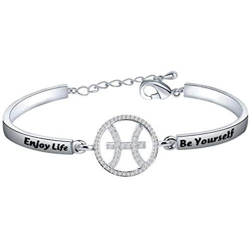 CENWA Constellation Bracelet Zodiac Jewelry 12 Zodiac Zircon Bracelet Enjoy Life Be Yourself Zircon Birthday Gift for Women Girls