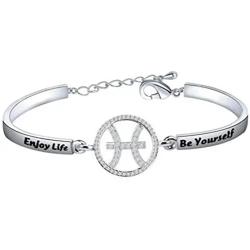 CENWA Constellation Bracelet Zodiac Jewelry 12 Zodiac Zircon Bracelet Enjoy Life Be Yourself Zircon Birthday Gift for Women Girls