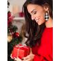 16 Pairs Christmas Plaid Dangle Earrings Faux Leather Dangle Earrings Long Plaid Earrings for Women Girls Favors (White and Black, Red and Black)