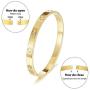 WISTIC Gold CZ Bangle Bracelets for Women Love Friendship Stainless Steel Bangle with Sparkling Crystal Oval Bangle Jewelry