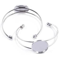 ZX Jewelry 5pcs/lot Fit 1 Inch Round Cabochon Bezel Tray Blank Bangles Bracelets for Men and Women