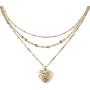 Layered Choker Necklace for Women,Heart Locket Pendant Necklaces with Dainty Chain, 14k Warm-Gold Plated, Delicate Gifts for women teen girls