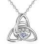 EUDORA Sterling Silver Irish Celtic Knot Triangle Necklace Vintage 925 Women Jewelry, 18'',Gift for Her