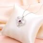 Flyow 925 Sterling Silver Rhodium Plated Cubic Zirconia Forever Love Heart Pendant Necklace for Women Jewelry Birthday Gift