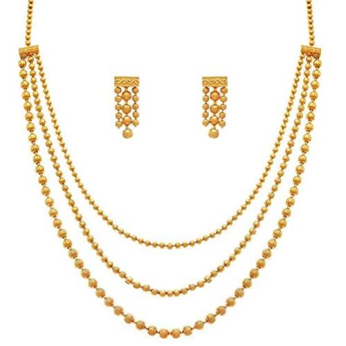 Aheli Bollywood Traditional Gold Tone Long Necklace Earrings Jewelry Set for Women Wedding Party Ethnic Fashion Wear