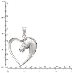 Honolulu Jewelry Company Sterling Silver Horse in Heart Necklace Pendant with 18'' Box Chain