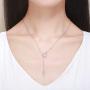 Presentski 925 Sterling Silver Y Lariat Necklace Chain Valentines Day Gift with Infinity Key Pendant,Love Heart Necklaces for Women Girls