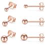 Sterling Silver Stud Earrings for Women Girls- 3 Pairs Tiny Ball Stud Earrings Round CZ Cubic Zirconia Earrings Pearl Earrings Set Cartilage Small Tragus Earrings(2mm,3mm,4mm)
