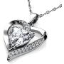 DEPHINI - White Heart Necklace - 925 Sterling Silver - Branded A+ Cubic Zirconia Crystal Pendant Birthstone - Fine Jewellery Love - 18'' Premium Rhodium Plated Silver Chain - Gifts for Women