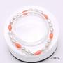 JYX Pearl Jewelry Set Beautiful 5×6.5mm White Rice-shape Freshwater Pearl with Pink Mini Coral Beads Necklace Bracelet Set