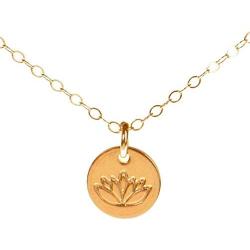 EFYTAL Lotus Necklace, Tiny Gold Filled Yoga Pendant on 14k Gold Filled Chain, Dainty Zen Flower Charm