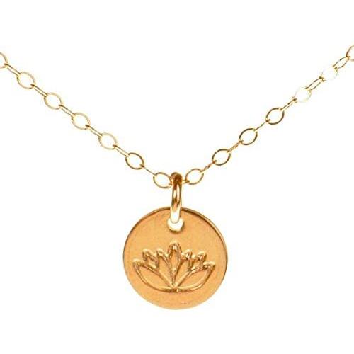 EFYTAL Lotus Necklace, Tiny Gold Filled Yoga Pendant on 14k Gold Filled Chain, Dainty Zen Flower Charm