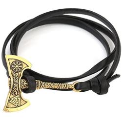 Dawapara Gothic Viking Axes Anchor Aegishjalmur Helm of Awe Valknut Runes Cord Bracelet Amulet Men Jewelry 7.87''