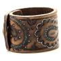 Fusamk Punk Rock Print Pattern Wristband Wide Leather Cuff Bracelet,7.5inches