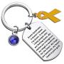 AKTAP Down Syndrome Awareness Gift Down Syndrome Awareness Keychain Blue & Yellow Ribbon Charm Dog Tag Keychain Down Syndrome Jewelry
