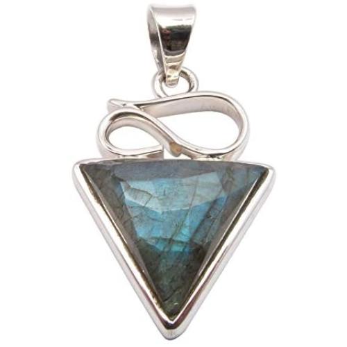 SilverStarJewel 925 Solid Silver Triangle 15 x 15 mm Cut Labradorite Pendant 1.5'' Low Price