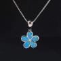 CiNily Opal Leaf/Flower Pendant Necklace for Women Silver Plated Jewelry Gift
