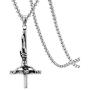 Xusamss Punk Titanium Steel Inverted Cross Pendant Skull Necklace,24inches Chain