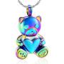 constantlife Cremation Jewelry Ashes Necklace Stainless Steel Teddy Bear Hold Heart Pet Urn Memorial Pendant Funeral Keepsake