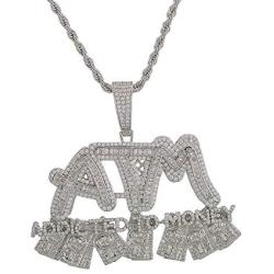 KMASAL 18K Gold Plated Fully Iced Out CZ Simulated Diamond Chain ATM Hip Hop Pendent Necklace for Men Women