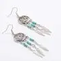 Deniferymakeup Dangle Earrings Silver Boho Hippie Simple Earring Jewelry Gift For Women Bohemian Gypsy Tribal Ethnic Tassel Engraved Crescent Moon Birthday Silver Feather Dangle Eardrop (Blue)