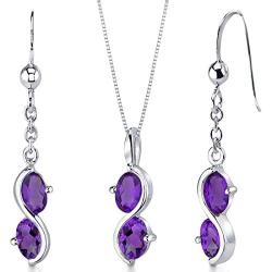 Peora Nurse Retirement Jewelry for Women - Sterling Silver Necklace Earrings Set Amethyst Oval Shape, Farewell Gifts for Coworker with Gift Box