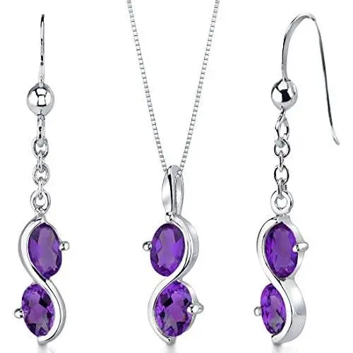 Peora Nurse Retirement Jewelry for Women - Sterling Silver Necklace Earrings Set Amethyst Oval Shape, Farewell Gifts for Coworker with Gift Box Peora Nurse Retirement Jewelry for Women - Sterling Silver Necklace Earrings Set Amethyst Oval Shape, Farewell Gifts for Coworker with Gift Box