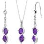 Peora Nurse Retirement Jewelry for Women - Sterling Silver Necklace Earrings Set Amethyst Oval Shape, Farewell Gifts for Coworker with Gift Box
