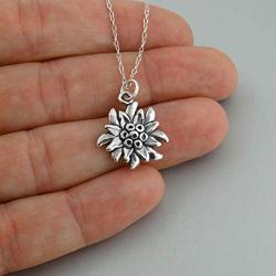 Sterling Silver Edelweiss Flower Charm Necklace, 18'' Cable Chain