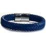 FIBO STEEL Stainless Steel Magnetic Clasp Braided Leather Bracelet for Men Cuff Bracelet 7.5-8.5 inches