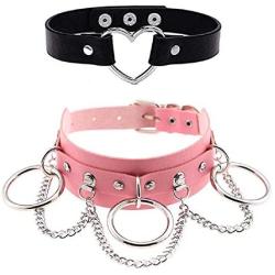 papasgix Choker Collar Necklace for Women, Adjustable Pu Leather Goth Studded Heart Punk Necklace with Spikes Cosplay, Trendy Collar for Teenager Girls