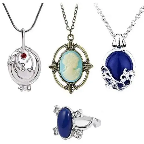 The Vampire Diaries Daywalking Katherine Sapphire Crystal Pendant Necklaces Ring Elena Verbena Opening Charm Necklace Movie Jewelry Set Cosplay For Fans