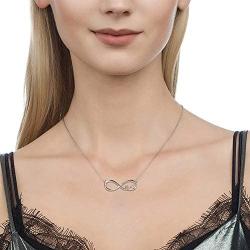 Bolelis 925 Sterling-Silver Infinity Necklace Forever Love Pendan,Infinity Heart Jewelry for Women Clavicle Chain Size 18''+2''