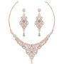 Hapibuy Crystal Wedding Jewelry Set Necklace Earring Set For Women and Brides Rose Gold and Silver Bridal Statement Jewelry Sets