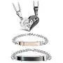 Udalyn 4Pcs Couple Necklace Bracelets Matching for Couples Love Heart Pendant Stainless Steel Necklace Boyfriend and Girlfriend Couples Jewelry Gifts for Him and Her Udalyn 4Pcs Couple Necklace Bracelets Matching for Couples Love Heart Pendant Stainless Steel Necklace Boyfriend and Girlfriend Couples Jewelry Gifts for Him and Her