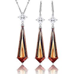 ATTA GEMS Statement Jewelry Set for Women / 925 Sterling Silver Long Diaspore Dangle Earrings and Pendant Necklace Set for Bridesmaids Brides