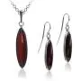 Sterling Silver Best Quality Cherry Amber Contemporary Set