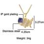 Nsitbbuery Hip Hop 18K Gold Plated Stainless Steel American Flag Map Tag Pendant Ice Out Crystal Chain Necklace