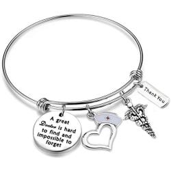 Doctor Appreciation Bracelet A Great Doctor is Hard to Find and Impossible to Forget Charm Bangle Thank you Doctor Gift