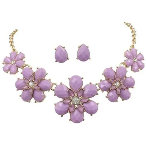 Gypsy Jewels Fun 5 Flower Dot Bib Bubble Rhinestone Gold Tone Statement Necklace Earrings Set Gypsy Jewels Fun 5 Flower Dot Bib Bubble Rhinestone Gold Tone Statement Necklace Earrings Set