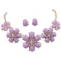 Gypsy Jewels Fun 5 Flower Dot Bib Bubble Rhinestone Gold Tone Statement Necklace Earrings Set