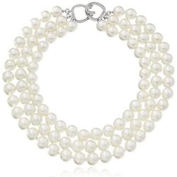 Kenneth Jay Lane Glass Pearl Three-Row Necklace, 18''