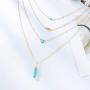 Dresbe Boho Bar Pendant Necklace Gold Layered Choker Turquoise Neck Chain Hand Neck Jewelry Accessories for Women and Girls