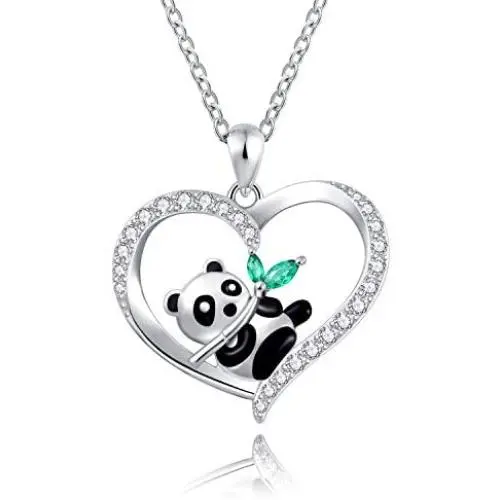 ACJNA 925 Sterling Silver Panda Bear Necklace Bamboo Heart Pendant Engraved I Love You Forever Women Jewelry ACJNA 925 Sterling Silver Panda Bear Necklace Bamboo Heart Pendant Engraved I Love You Forever Women Jewelry