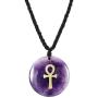 SUNYIK Egyptian Ankh Cross Engraved Round Stone Amulet Pendant Necklace, Adjustable Wave Necklaces for Unisex