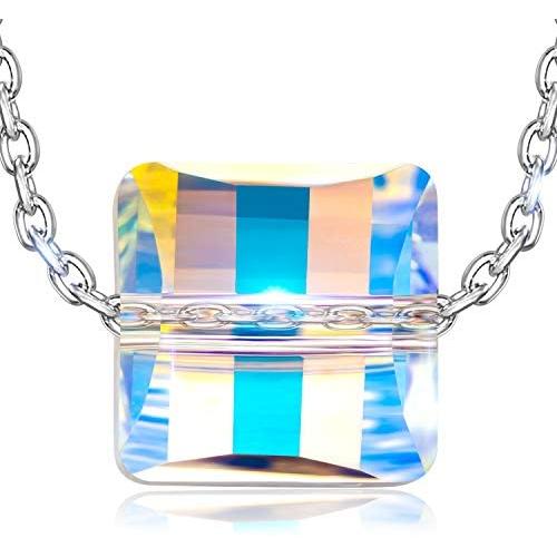 Kate Lynn Women Gifts for Valentines Day Necklaces 925 Sterling Silver Chain Colorful Crystals Pendant Necklace for Girls Jewelry Gift for Wife Daughter Birthday with Gift Box
