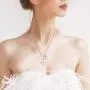 Rose Gold & Platinum Plated Baguette Cut Cubic Zirconia Cross Pendant Necklace with Mustard Seed Heart Pendant Y938 Rose Gold & Platinum Plated Baguette Cut Cubic Zirconia Cross Pendant Necklace with Mustard Seed Heart Pendant Y938