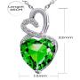 Lab-Created Gemstone Birthstone Heart and Diamond Accent Necklace Pendant Charm in 10k White Gold or 10k Yellow Gold plated or 925 Sterling Sliver with 18” Chain (Choose your Birthstone)