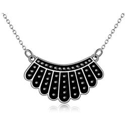 POPLYKE Dissent Collar Necklace for Women Sterling Silver RBG Necklace Jewelry Gifts for Fans of Ruth Bader Ginsburg
