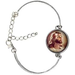 Blazing Autumn Religious Jesus Pendant Necklace/Bracelet Photo Glass Dome Jewelry